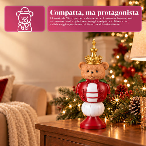 Statuette de Noël de 35 cm en résine, décoration de Noël avec père Noël, soldat casse-noisette et ourson, rouge ou blanc, intérieur et extérieur
