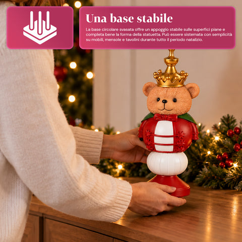 Statuette de Noël de 35 cm en résine, décoration de Noël avec père Noël, soldat casse-noisette et ourson, rouge ou blanc, intérieur et extérieur