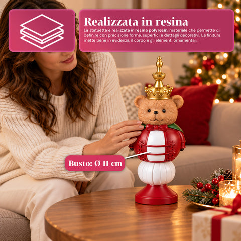 Statuette de Noël de 35 cm en résine, décoration de Noël avec père Noël, soldat casse-noisette et ourson, rouge ou blanc, intérieur et extérieur