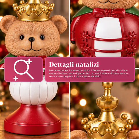 Statuette de Noël de 35 cm en résine, décoration de Noël avec père Noël, soldat casse-noisette et ourson, rouge ou blanc, intérieur et extérieur
