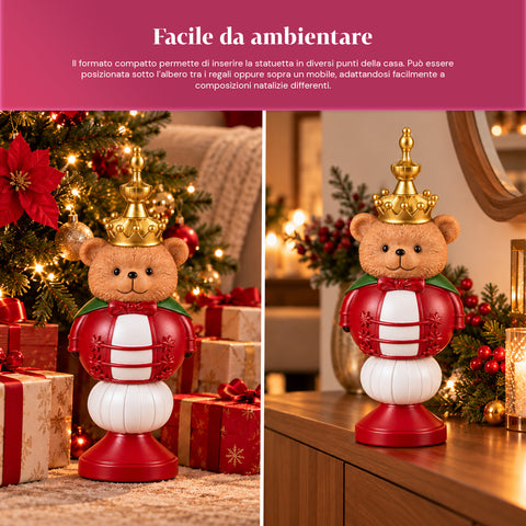 Statuette de Noël de 35 cm en résine, décoration de Noël avec père Noël, soldat casse-noisette et ourson, rouge ou blanc, intérieur et extérieur