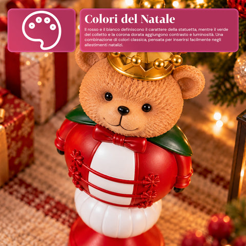 Statuette de Noël de 35 cm en résine, décoration de Noël avec père Noël, soldat casse-noisette et ourson, rouge ou blanc, intérieur et extérieur