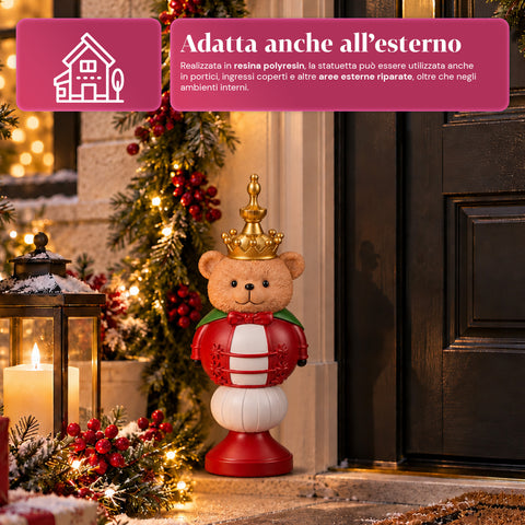 Statuette de Noël de 35 cm en résine, décoration de Noël avec père Noël, soldat casse-noisette et ourson, rouge ou blanc, intérieur et extérieur
