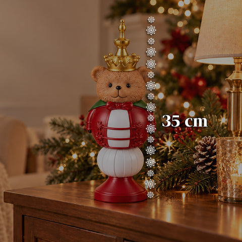 Statuette de Noël de 35 cm en résine, décoration de Noël avec père Noël, soldat casse-noisette et ourson, rouge ou blanc, intérieur et extérieur