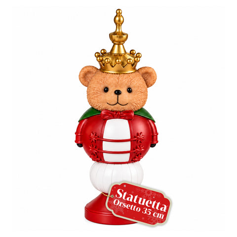 Statuette de Noël de 35 cm en résine, décoration de Noël avec père Noël, soldat casse-noisette et ourson, rouge ou blanc, intérieur et extérieur
