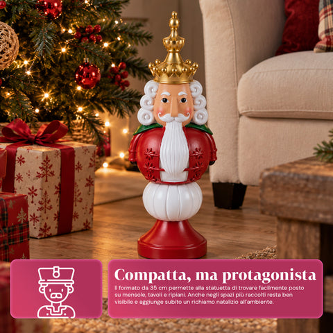 Statuette de Noël de 35 cm en résine, décoration de Noël avec père Noël, soldat casse-noisette et ourson, rouge ou blanc, intérieur et extérieur