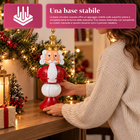 Statuette de Noël de 35 cm en résine, décoration de Noël avec père Noël, soldat casse-noisette et ourson, rouge ou blanc, intérieur et extérieur