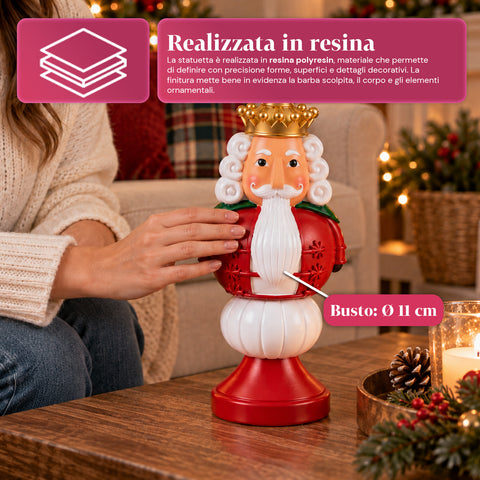 Statuette de Noël de 35 cm en résine, décoration de Noël avec père Noël, soldat casse-noisette et ourson, rouge ou blanc, intérieur et extérieur