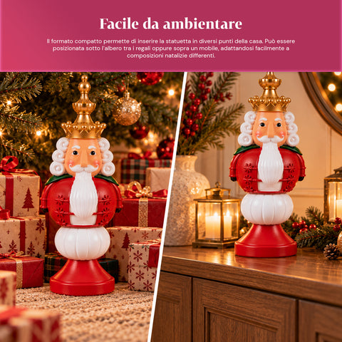 Statuette de Noël de 35 cm en résine, décoration de Noël avec père Noël, soldat casse-noisette et ourson, rouge ou blanc, intérieur et extérieur