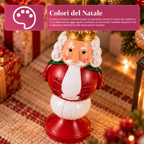 Statuette de Noël de 35 cm en résine, décoration de Noël avec père Noël, soldat casse-noisette et ourson, rouge ou blanc, intérieur et extérieur