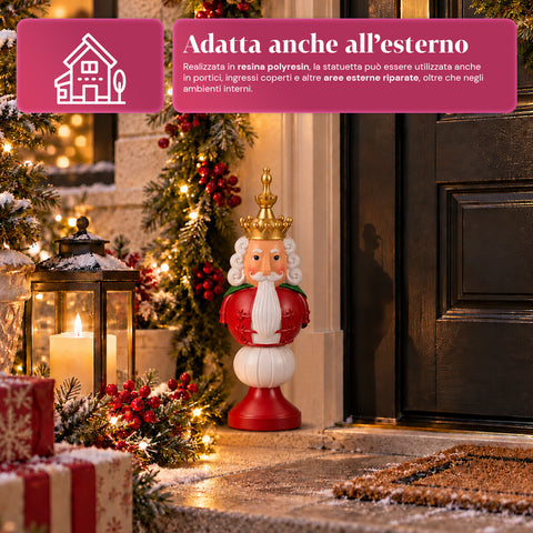 Statuette de Noël de 35 cm en résine, décoration de Noël avec père Noël, soldat casse-noisette et ourson, rouge ou blanc, intérieur et extérieur