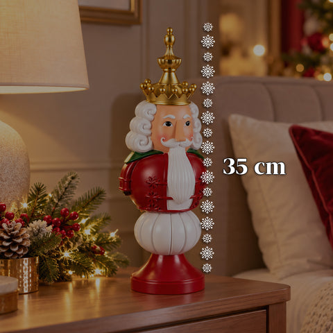 Statuette de Noël de 35 cm en résine, décoration de Noël avec père Noël, soldat casse-noisette et ourson, rouge ou blanc, intérieur et extérieur