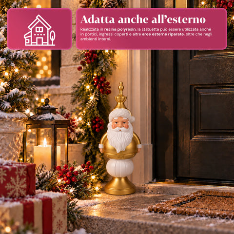 Statuette de Noël de 35 cm en résine, décoration de Noël avec père Noël, soldat casse-noisette et ourson, rouge ou blanc, intérieur et extérieur