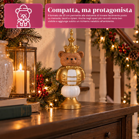 Statuette de Noël de 35 cm en résine, décoration de Noël avec père Noël, soldat casse-noisette et ourson, rouge ou blanc, intérieur et extérieur