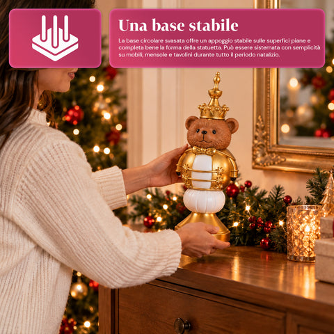 Statuette de Noël de 35 cm en résine, décoration de Noël avec père Noël, soldat casse-noisette et ourson, rouge ou blanc, intérieur et extérieur