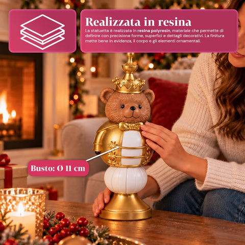 Statuette de Noël de 35 cm en résine, décoration de Noël avec père Noël, soldat casse-noisette et ourson, rouge ou blanc, intérieur et extérieur