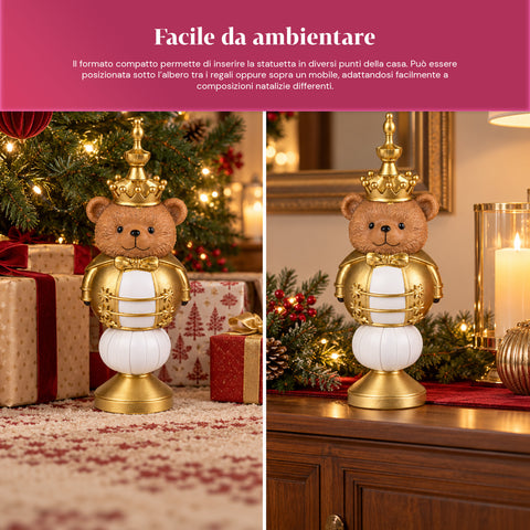 Statuette de Noël de 35 cm en résine, décoration de Noël avec père Noël, soldat casse-noisette et ourson, rouge ou blanc, intérieur et extérieur