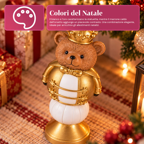 Statuette de Noël de 35 cm en résine, décoration de Noël avec père Noël, soldat casse-noisette et ourson, rouge ou blanc, intérieur et extérieur