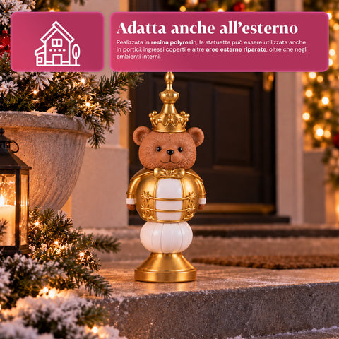 Statuette de Noël de 35 cm en résine, décoration de Noël avec père Noël, soldat casse-noisette et ourson, rouge ou blanc, intérieur et extérieur