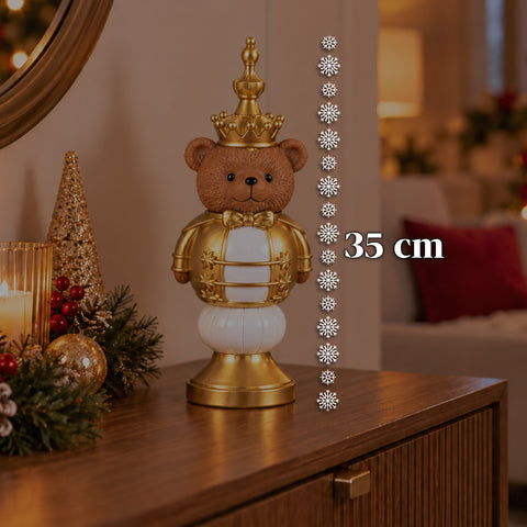 Statuette de Noël de 35 cm en résine, décoration de Noël avec père Noël, soldat casse-noisette et ourson, rouge ou blanc, intérieur et extérieur