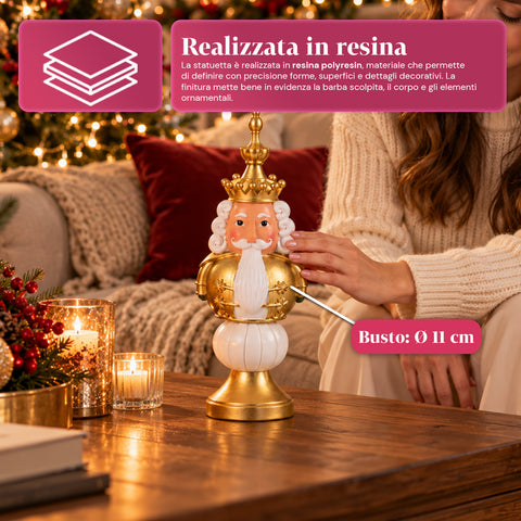 Statuette de Noël de 35 cm en résine, décoration de Noël avec père Noël, soldat casse-noisette et ourson, rouge ou blanc, intérieur et extérieur