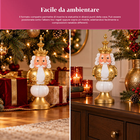 Statuette de Noël de 35 cm en résine, décoration de Noël avec père Noël, soldat casse-noisette et ourson, rouge ou blanc, intérieur et extérieur