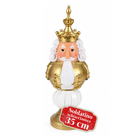 Statuette de Noël de 35 cm en résine, décoration de Noël avec père Noël, soldat casse-noisette et ourson, rouge ou blanc, intérieur et extérieur