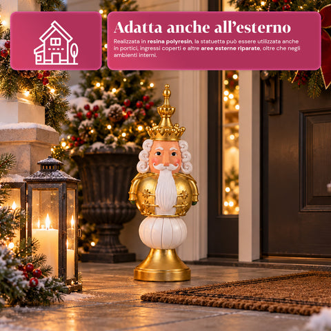 Statuette de Noël de 35 cm en résine, décoration de Noël avec père Noël, soldat casse-noisette et ourson, rouge ou blanc, intérieur et extérieur