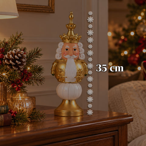 Statuette de Noël de 35 cm en résine, décoration de Noël avec père Noël, soldat casse-noisette et ourson, rouge ou blanc, intérieur et extérieur