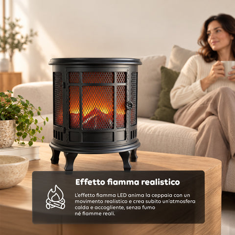 Cheminée décorative à LED avec effet de flamme réaliste, lampe ornementale à piles sans chaleur, design vintage 30,5x16x35,5 cm