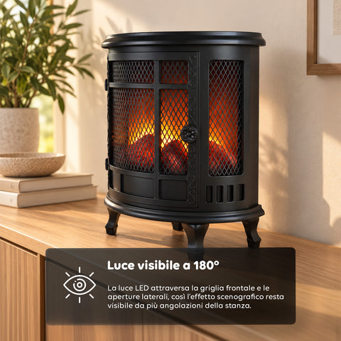 Cheminée décorative à LED avec effet de flamme réaliste, lampe ornementale à piles sans chaleur, design vintage 30,5x16x35,5 cm