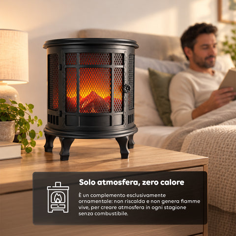 Cheminée décorative à LED avec effet de flamme réaliste, lampe ornementale à piles sans chaleur, design vintage 30,5x16x35,5 cm