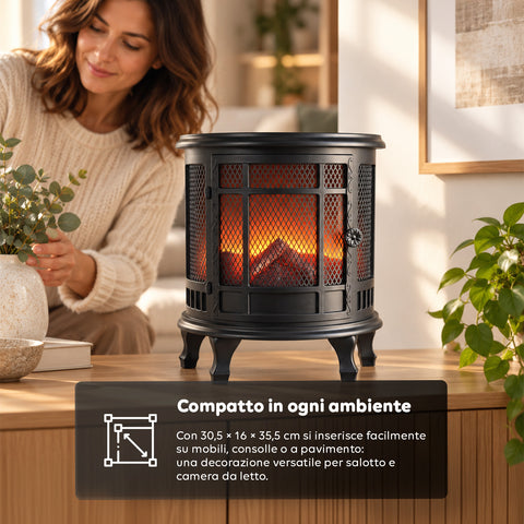 Cheminée décorative à LED avec effet de flamme réaliste, lampe ornementale à piles sans chaleur, design vintage 30,5x16x35,5 cm