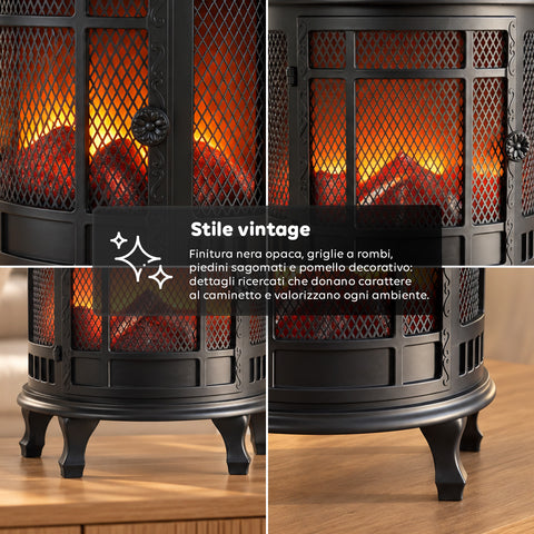Cheminée décorative à LED avec effet de flamme réaliste, lampe ornementale à piles sans chaleur, design vintage 30,5x16x35,5 cm