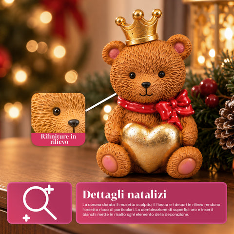 Ourson décoratif de Noël en polyrésine 16x15x21 cm, objet décoratif en forme d’ours de Noël, figurine ornementale, décoration pour la maison, modèles assortis