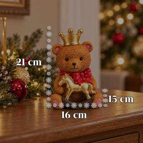 Ourson décoratif de Noël en polyrésine 16x15x21 cm, objet décoratif en forme d’ours de Noël, figurine ornementale, décoration pour la maison, modèles assortis