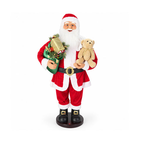 Père Noël dansant de 150 cm avec musique, chant et mouvement - Décoration de Noël d'intérieur avec bouton, base de 38 cm, rouge
