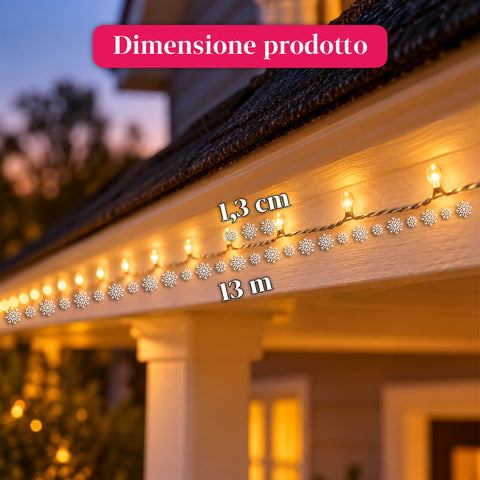 Guirlande lumineuse 1000 microLED sur bobine, 3 couleurs, intérieur/extérieur, câble argenté de 13 m, 8 jeux de lumière, transformateur inclus, modèle de Noël, ampoule 2 mm