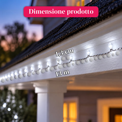 Guirlande lumineuse 1000 microLED sur bobine, 3 couleurs, intérieur/extérieur, câble argenté de 13 m, 8 jeux de lumière, transformateur inclus, modèle de Noël, ampoule 2 mm
