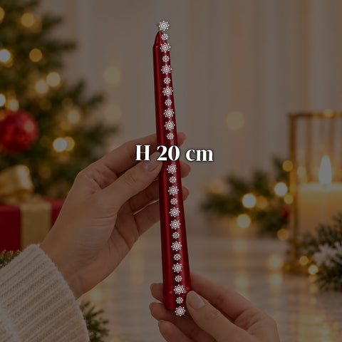Bougies fines de Noël pour centres de table et chandeliers, lot de 6, 2 couleurs, hauteur 20 cm, cire de paraffine, finition brillante effet métallique