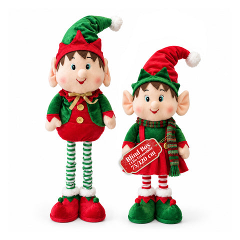 Elfe de Noël extensible, ornement décoratif, couleurs assorties, hauteur maximale 120 cm, jambes télescopiques, pieds lestés, polyester