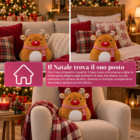 Coussin de Noël avec plaid 60x90 cm et chauffe-mains 3 en 1, 3 personnages disponibles