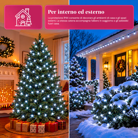 Guirlande lumineuse 500 LED Cherry de 12,5 m, 8 jeux de lumière, IP44