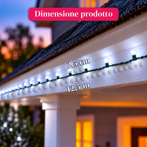 Guirlande lumineuse 500 LED Cherry de 12,5 m, 8 jeux de lumière, IP44