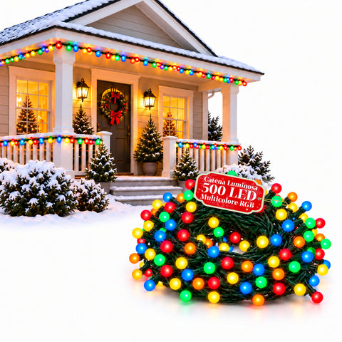 Guirlande lumineuse 500 LED Cherry de 12,5 m, 8 jeux de lumière, IP44