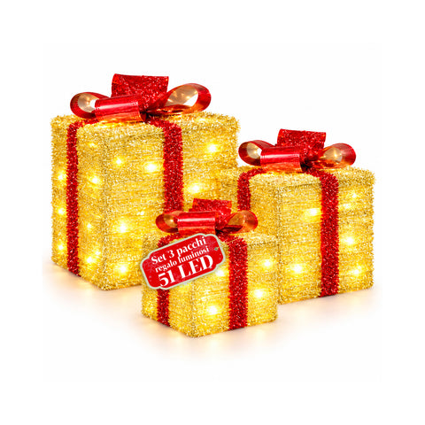Set de 3 cadeaux lumineux à piles, 51 LED blanc chaud