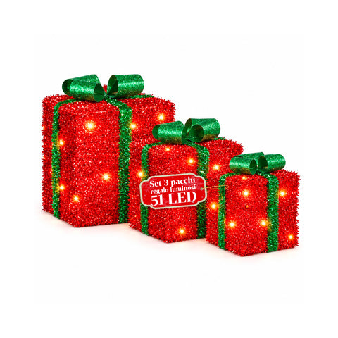 Set de 3 cadeaux lumineux à piles, 51 LED blanc chaud