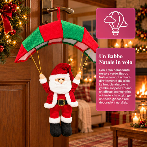Parachute de Noël à suspendre 80 cm avec personnage de Noël, 4 personnages
