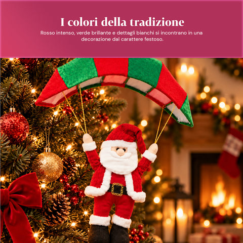 Parachute de Noël à suspendre 80 cm avec personnage de Noël, 4 personnages