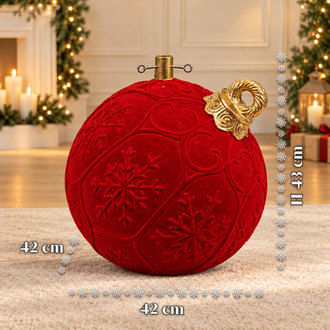 Base de sapin de Noël en forme de boule rouge Ø42 cm, effet velours